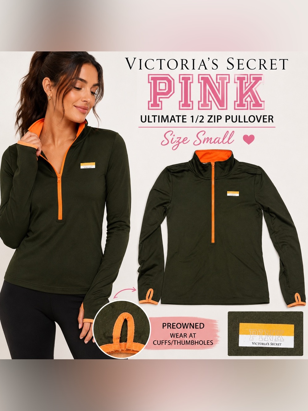 Victoria’s Secret PINK Ultimate 1/2 Zip Pullover – Size Small